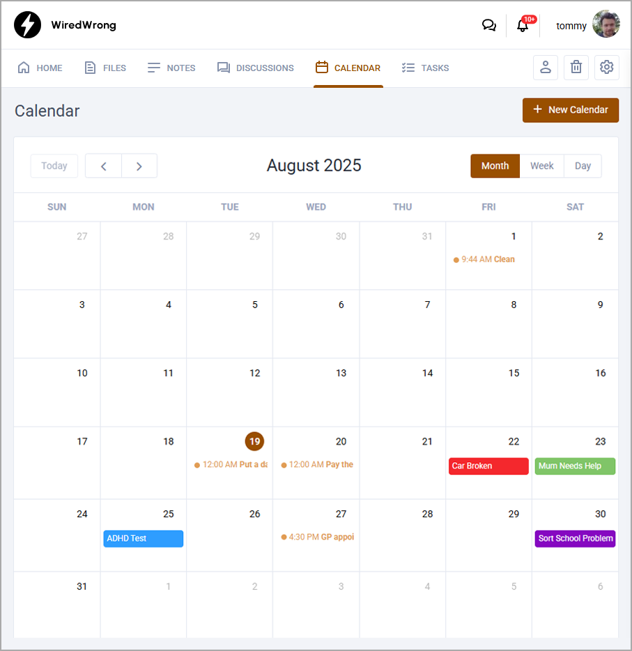 Calendar preview