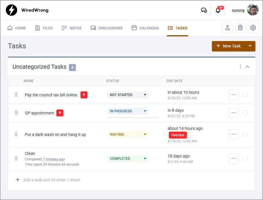 Projects & Tasks preview